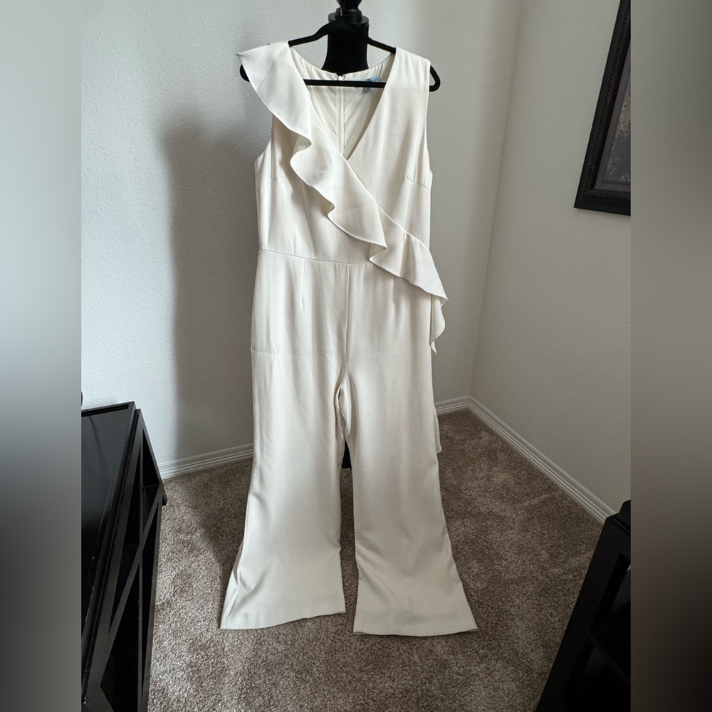 ANTONIO MELANI Ruffled Cream Jumpsuit